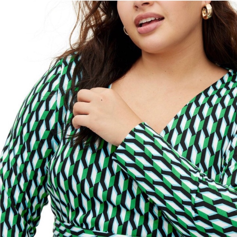 Plus 3XL DVF Diane Von Furstenburg Iconic belted Wrap Dress Green, White, Target